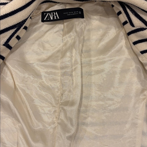 Zara Dark Blue and White Striped Blazer - Picture 10 of 13
